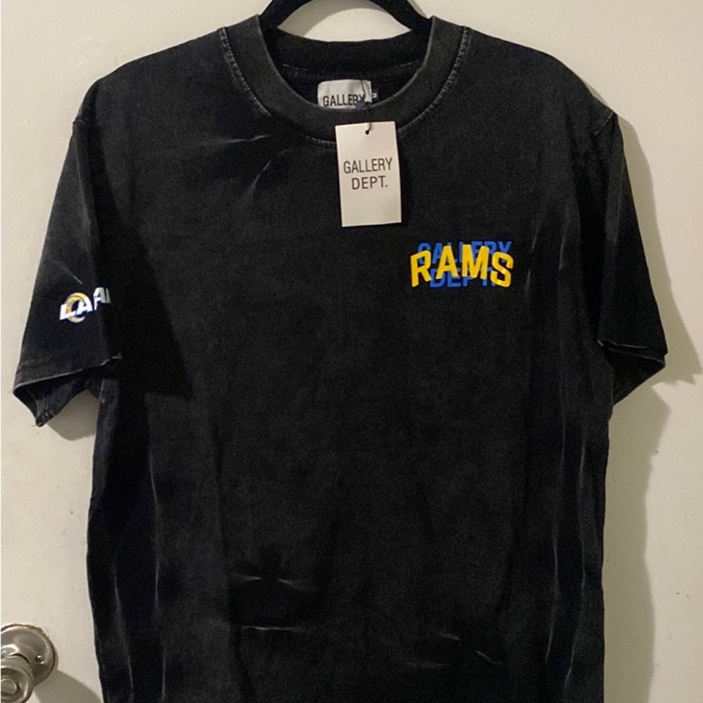 Gallery Dept. LA Rams Black T-Shirt, Short Sleeve Tee Mens Medium